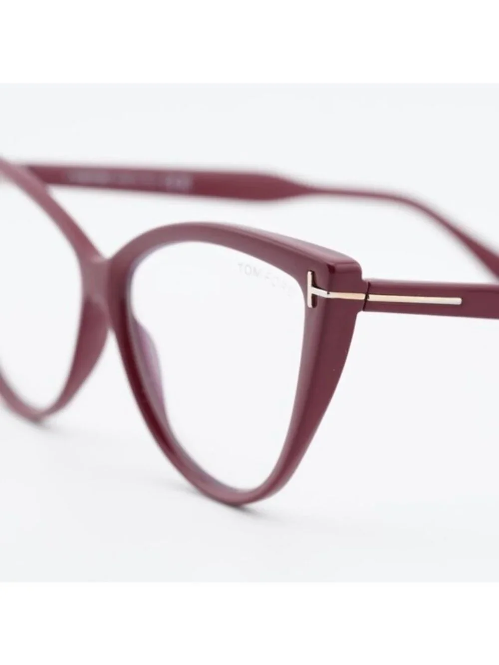 Tom Ford FT5843-B 074 Eyeglasses Bordeaux 56mm Cat Eye Frame, Blue Light Block